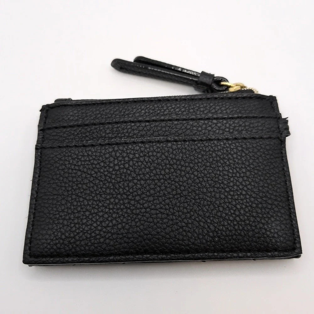 VICTORIA'S SECRET ID CARD CASE HOLDER KEY CHAIN Zip Wallet - Black
